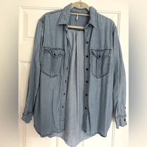 Free people light denim button-up - size small